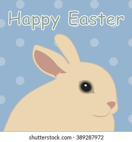 card with with white Easter rabbit funny Easter Bunny. vector illustration