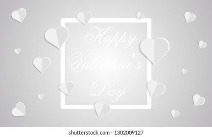 Card with white hearts and a frame with the inscription Happy Va