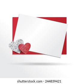Card with a white and red hearts