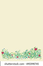 Card wild blooming meadow spring summer nature banner vector flyer