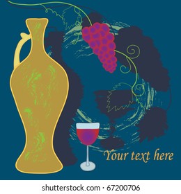 Card with wine and goblet