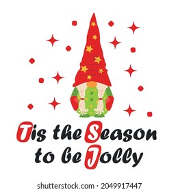 Card for winter holidays. Christmas and Happy New Year illustration. Trendy design template. Christmas card with gnome