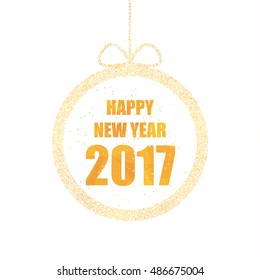 Card with wishes for a happy new year in a positive yellow color. Vector illustration