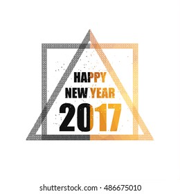 Card with wishes for a happy new year in a positive yellow color. Vector illustration