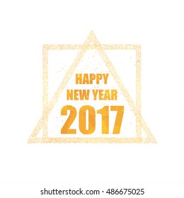 Card with wishes for a happy new year in a positive yellow color. Vector illustration