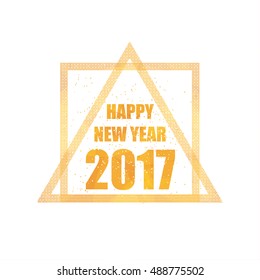 Card with wishes for a happy new year in a positive yellow color. Vector illustration