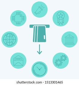 Card withdrawal vector icon sign symbol