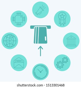 Card withdrawal vector icon sign symbol