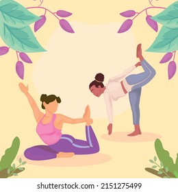 card of women doing yoga