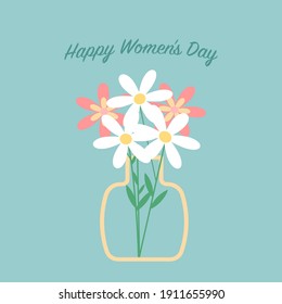 card for women's day with flowers in a vase