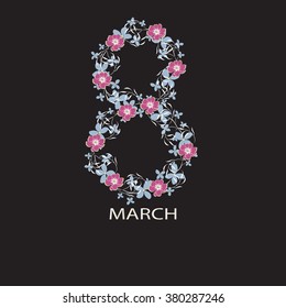  Card Womens Day on March 8 - Illustration
Women, Day, Number 8, March, Flower
