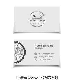 Card for wood master. Wood work and manufacture card for your business. Vector illustration