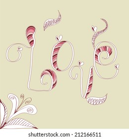 card the word love calligraphy doodle valentine