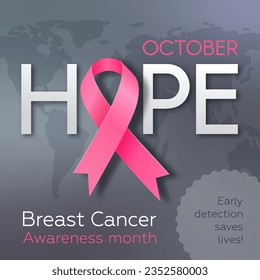 Card for World Breast Cancer Awareness Month in October. Modern vector illustration.