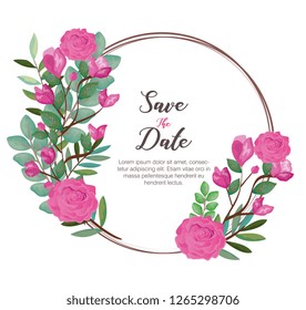 card with wreath of beautiful rosebush