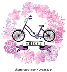 Card with Wreath and Bike. 