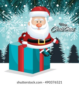 card xmas santa big gift landscape