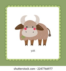 card with yak flat vector illustration