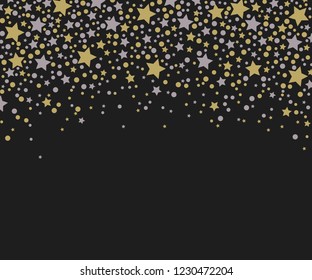 Card for your design with stars isolated on black background. Vector illustration.