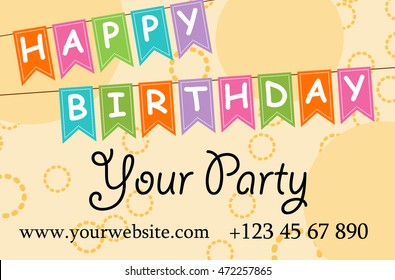 card your party with gifts, balloons, ice cream and hat for your design. Vector illustration