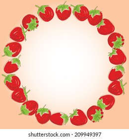 Card for your text Set red strawberries on a white background. Hand drawn sketch. vector