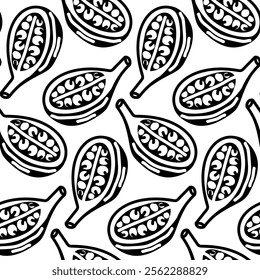 Cardamom pattern. Half. Aromatic camphor spice, silhouette of seamless pattern, repeating vector on white, cardamom pods. Oriental traditional medicine, food products. Spices, seasonings for Christmas