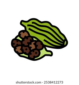 cardamom pods ayurvedic herb color icon vector. cardamom pods ayurvedic herb sign. isolated symbol illustration