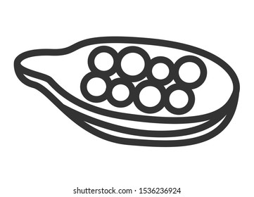 cardamon seeds spice outline vector icon isolated on white background.  herbs and spices for natural wellness