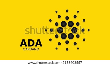 Cardano ADA coin cryptocurrency 3d logo isolated on yellow background with copy space. vector illustration of Cardano ada coin banner design concept.