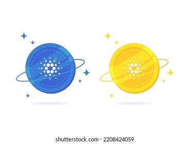 Icono plano de la moneda de Cardano (ADA) aislado en fondo blanco.