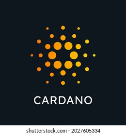 Cardano (ADA) crypto currency coin logo. Digital currency Altcoin symbol. Blockchain based secure crypto currency. Vector illustration template