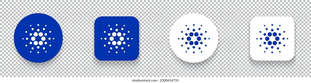 Cardano ADA crypto currency logo symbol set isolated on transparent background vector