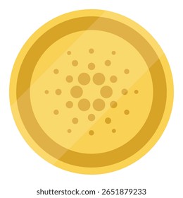 Moeda de criptomoeda Cardano ADA isolada sobre fundo branco. Ciberdinheiro digital. Moeda criptografada. Ilustração vetorial