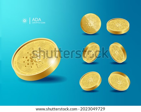 Cardano ADA Cryptocurrency Coins. Perspective Illustration about Crypto Coins.