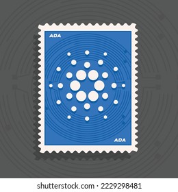 Cardano ADA cryptocurrency logo stamp concept vector illustration