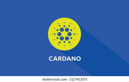 Cardano ADA Symbol Flat Design Layout On A Color Background