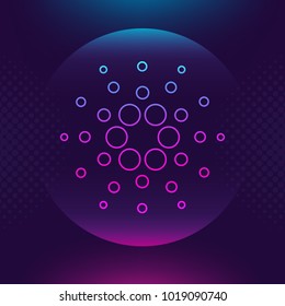 Cardano ADA vector outline icon. Cryptocurrency, e-currency payment crypto currency, blockchain button. Trendy neon lighting logo adaptation design web site mobile app, EPS. Ultra violet