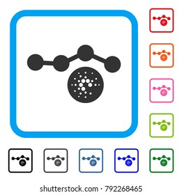 Cardano Chart icon. Flat gray iconic symbol inside a blue rounded square. Black, gray, green, blue, red, pink color variants of cardano chart vector. Designed for web and app UI.