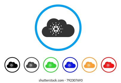 Cardano Cloud rounded icon. Style is a flat grey symbol inside light blue circle with bonus color versions. Cardano Cloud vector designed for web and software interfaces.