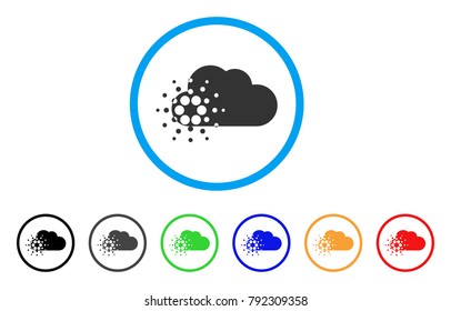 Cardano Cloud rounded icon. Style is a flat grey symbol inside light blue circle with bonus color versions. Cardano Cloud vector designed for web and software interfaces.