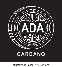 cardano coin Cryptocurrency  icon with black background