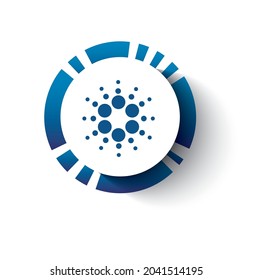 cardano  crypto coin icon in a circle with shadow on the background eps10
