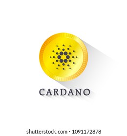 Cardano Crypto Currency with Yellow Coin, Vector, Illustration, Eps File
