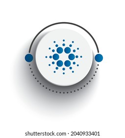 cardano crypto icon on round line with shadow eps10