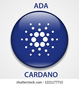 Cardano cryptocurrency blockchain icon. Virtual electronic, internet money or cryptocoin symbol, logo