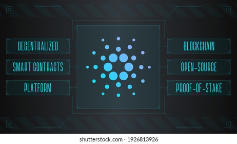 Cardano cryptocurrency colorful gradient logo. Infographic concept background.