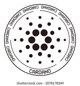 Cardano cryptocurrency vector symbol. Blockchain currency logo background illustration