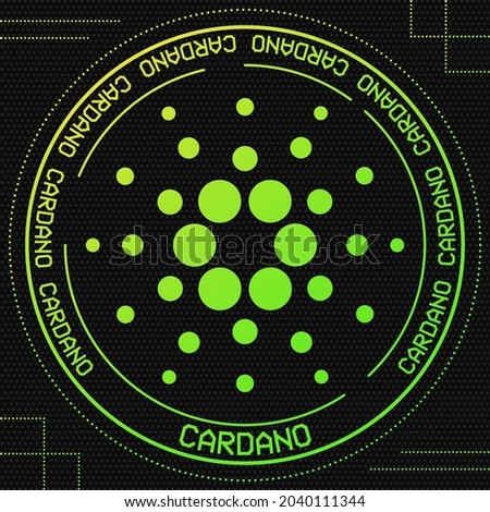 Cardano cryptocurrency vector symbol. Blockchain currency logo background illustration