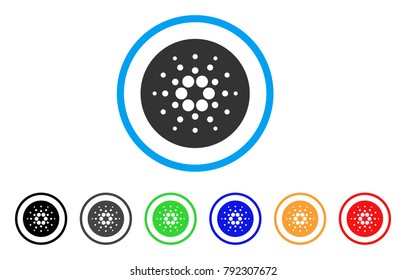 Cardano Currency rounded icon. Style is a flat gray symbol inside light blue circle with additional color versions. Cardano Currency vector designed for web and software interfaces.