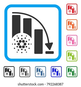 Cardano Epic Fail Chart icon. Flat grey iconic symbol in a blue rounded rectangle. Black, grey, green, blue, red, orange color versions of cardano epic fail chart vector. Designed for web and app UI.